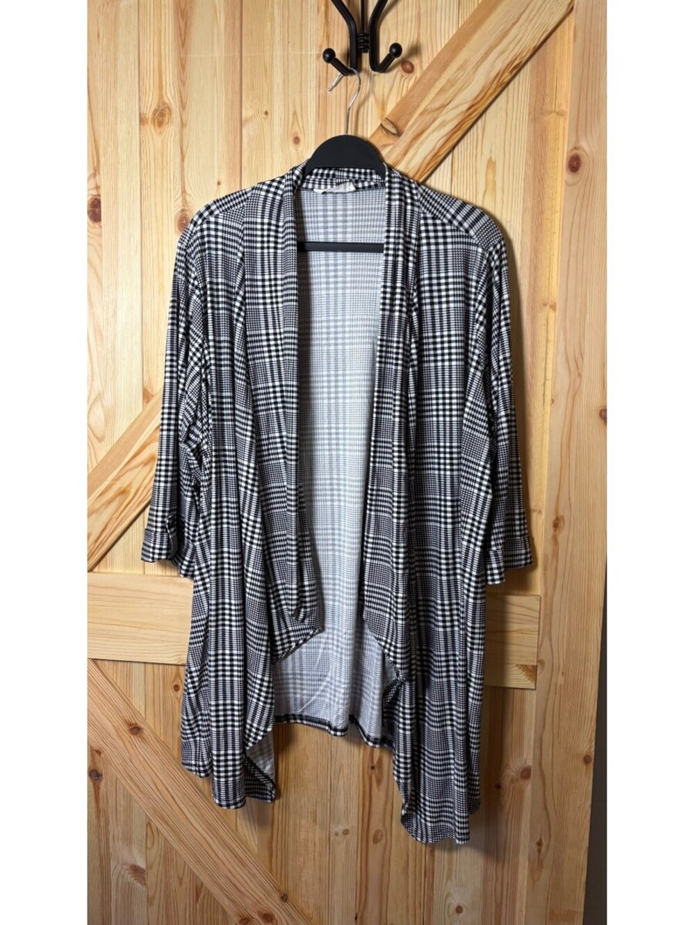 Urban Rebel Black and White Plaid Open Front Cardigan
